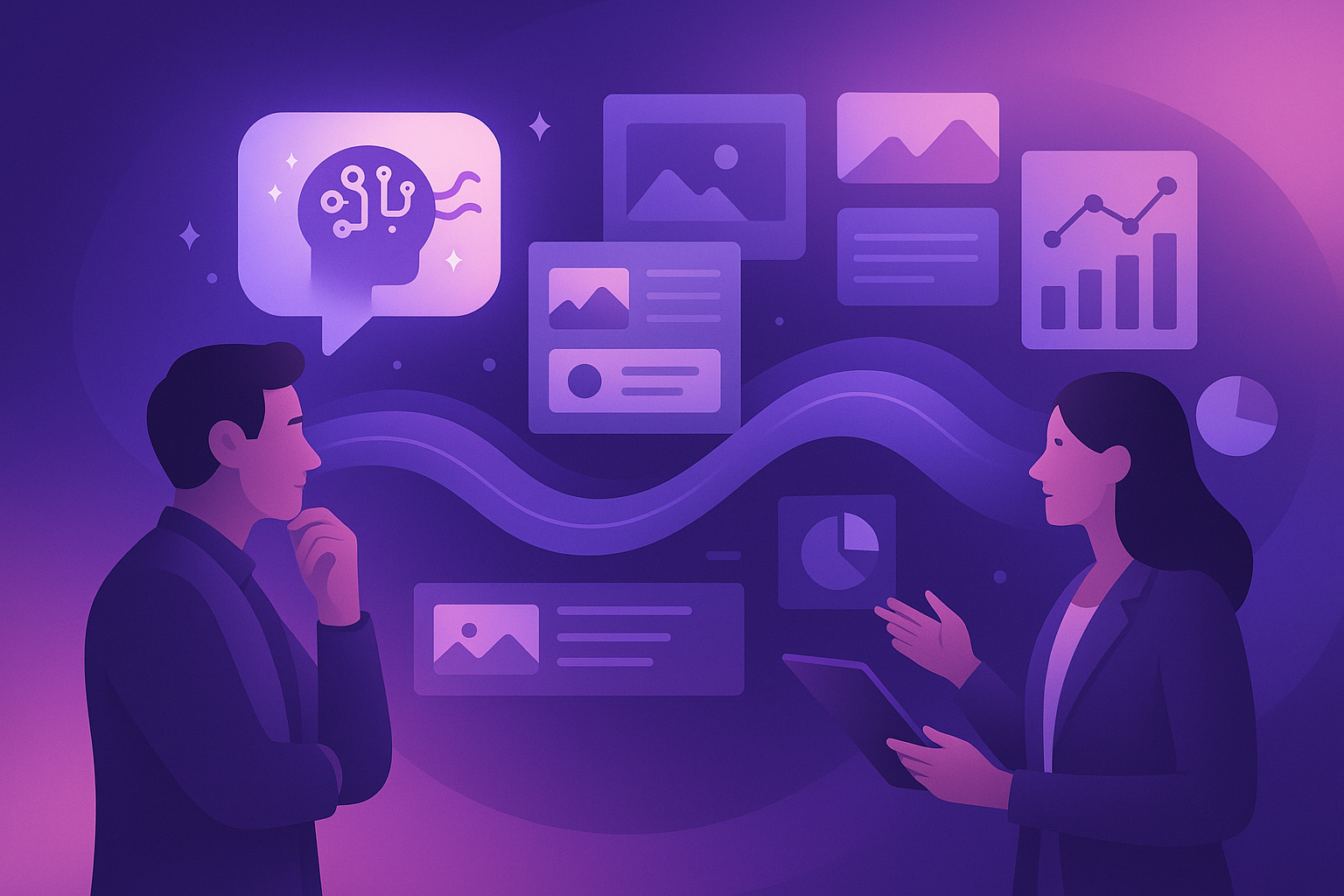 AI-driven marketing content and paid media visibility visual summary