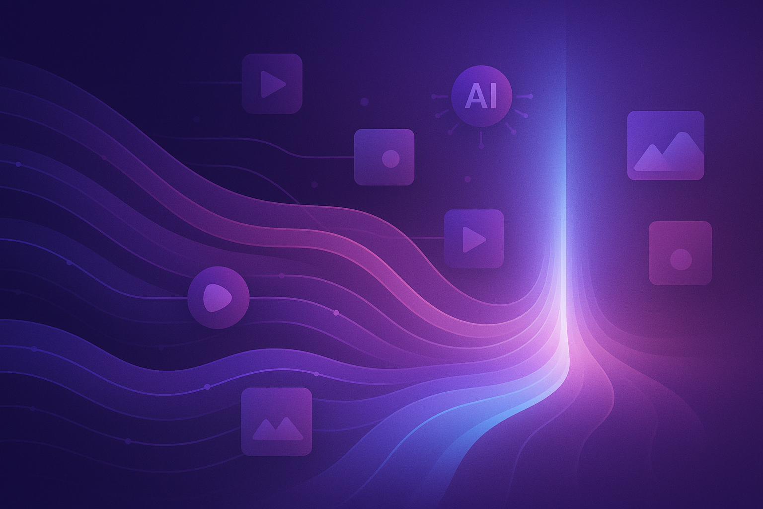 Paid media migration and AI visibility workflow visual summary